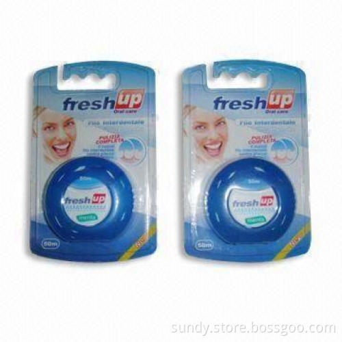 Dental Floss with 50/100m Strong Shred Resistance and Natural or Berry Mint Flavor